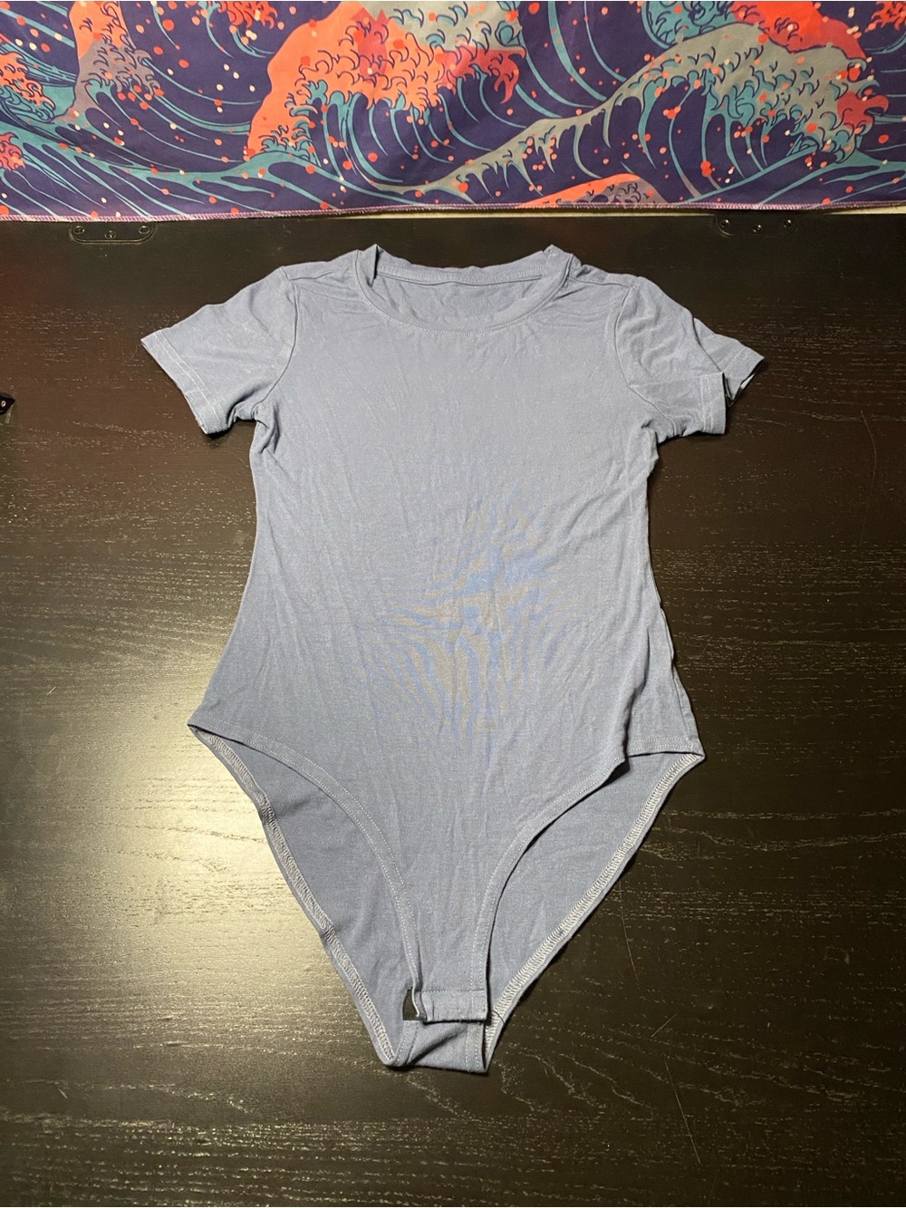 Short-Sleeve One-Piece Bodysuit in Light Blue